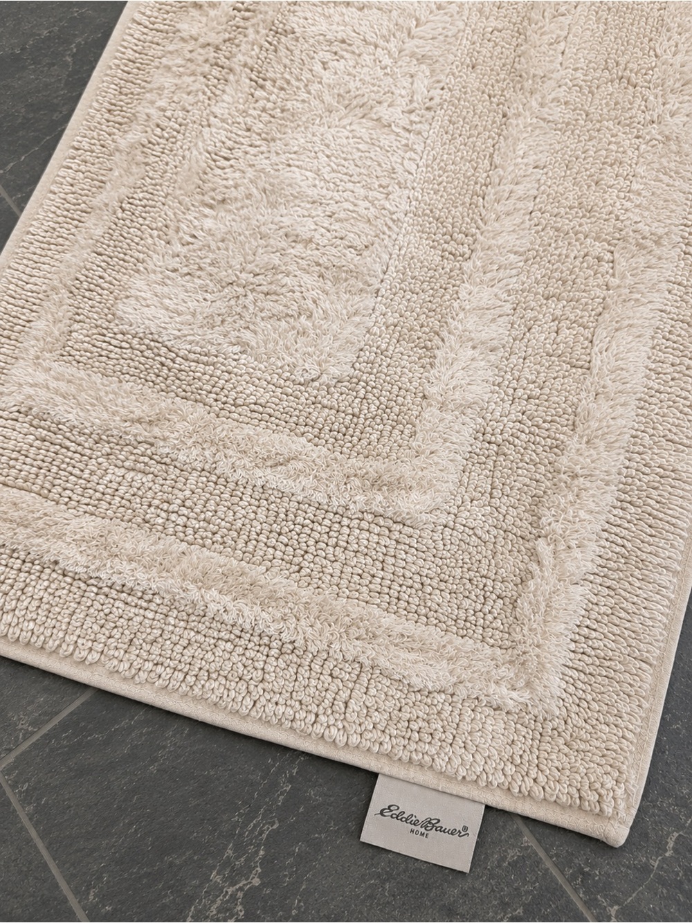 Eddie Bauer Home Ivory Alabaster Plush Sculpted Runner Rug Bath Hall Entryway